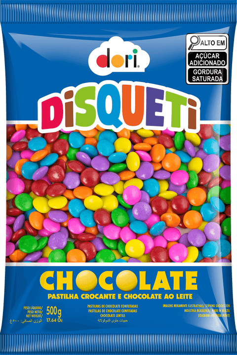 Confeito de Chocolate ao Leite Disqueti 500g