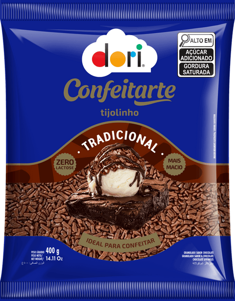Chocolate Granulado Gourmet Tijolinho Tradicional Confeitarte Dori 400g