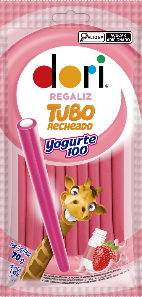 Bala Regaliz Yogurte100 Tubo Recheado Dori 70g