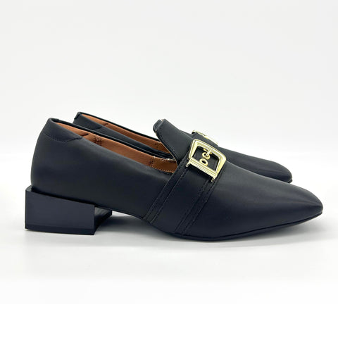 Vizzano 1445-102 Square Toe Loafer in Black Napa