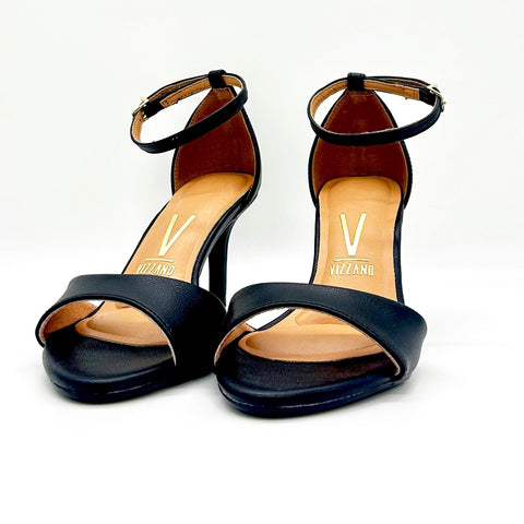 Vizzano 6524-100 Mid Heel Sandal in Black Napa