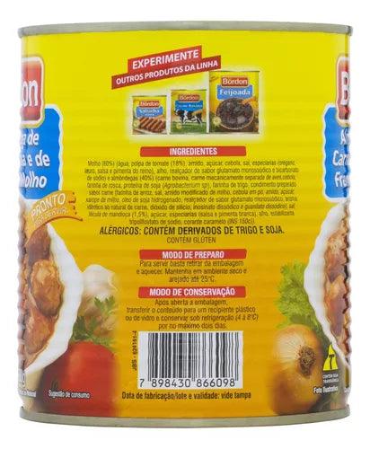 Almôndega de Carne Bovina e Frango ao Molho Bordon Lata 830g