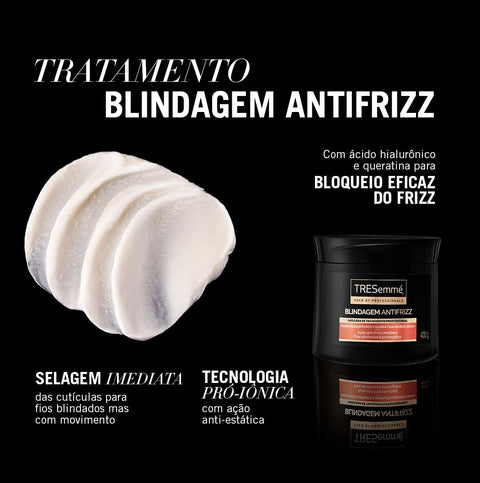 TRESemmé Máscara Tratamento Blindagem AntiFrizz Ácido Hialurônico e Queratina Hidrolisada 400G