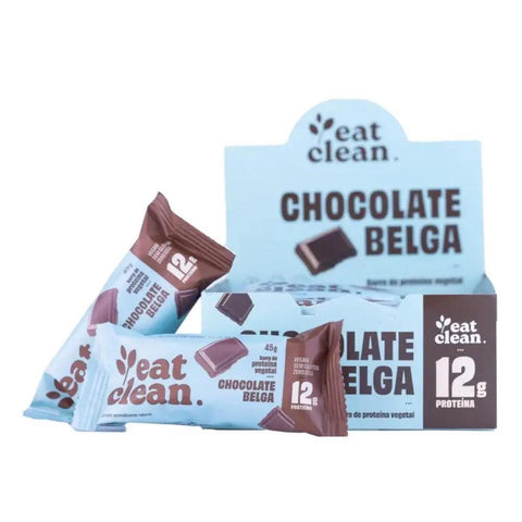 Barra de Proteína Chocolate Belga Eat Clean (Cx c/ 12un de 45g) - MEUBRASILONLINE