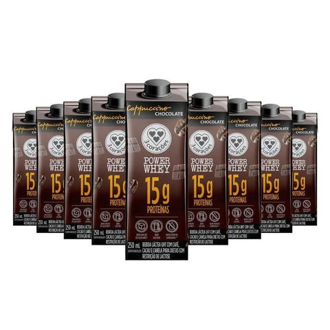 Bebida Proteica Power Whey Cappuccino Chocolate Cream 3Corações (Cx 12un de 250ML) - MEUBRASILONLINE