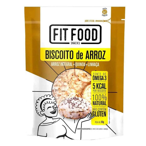 Biscoito de Arroz com Quinoa e Linhaça Fit Food 90g - MEUBRASILONLINE