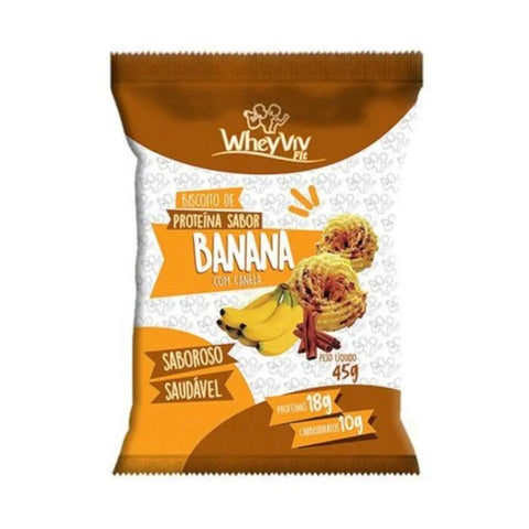 Biscoito de Proteína Sabor Banana c/ Canela Wheyviv 45g - MEUBRASILONLINE