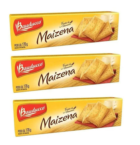 Biscoito Maizena Bauducco 3 x 170g - MEUBRASILONLINE