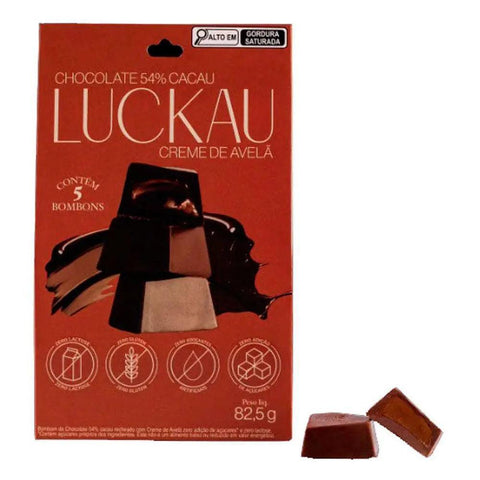 Bombom 54% Cacau Creme de Avelã Luckau Pouch 82,5g - MEUBRASILONLINE