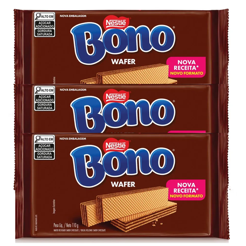 Biscoito Wafer Bono Chocolate 3x110g