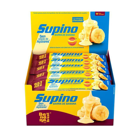 Banana Brasil Supino Zero - Banana e Chocolate Branco - Caixa com 20un de 24g - MEUBRASILONLINE