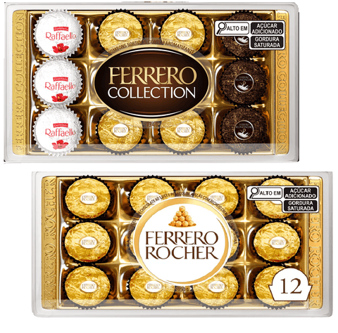 Bombons Ferrero Rocher Tradicional e Collection 12 Unidades