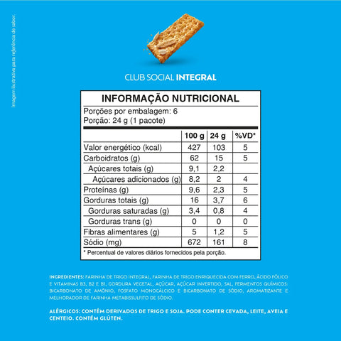 Biscoito Club Social Integral 41% 288g