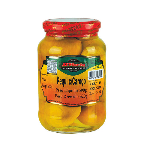 Pequi com caroço, vidro 590g (peso escorrido 320g) - D'Horta