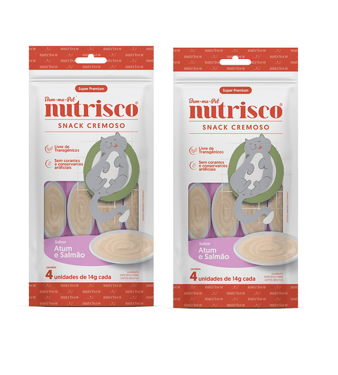 Snack Nutrisco Cremoso para Gatos Adultos Sabor Atum e Salmão 2x56g