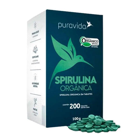 Spirulina Premium Puravida 100g (200 Tabletes) - MEUBRASILONLINE