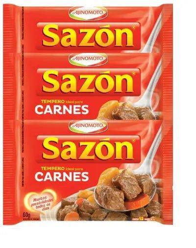 Tempero SAZÓN® Carnes 3 x 60 Gr. - MEUBRASILONLINE