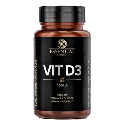 Vitamina D VIT D3 Essential Nutrition 120 caps - MEUBRASILONLINE